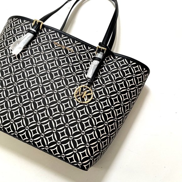 NWT Original $330 Michael Kors Jet Set Pattern Medium Tote Carryall 38F3GJ6t2R - Picture 1 of 10